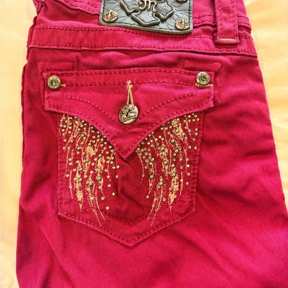 Miss Me Women's Skinny Jeans in Burgundy - Picture 4 of 6